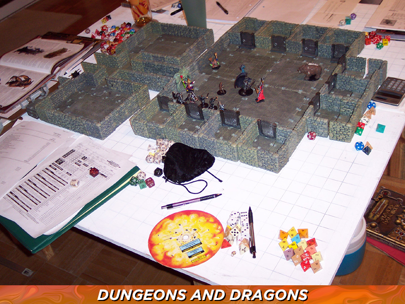 High quality DnD dugeon map with 3D printed scenery and miniatures
