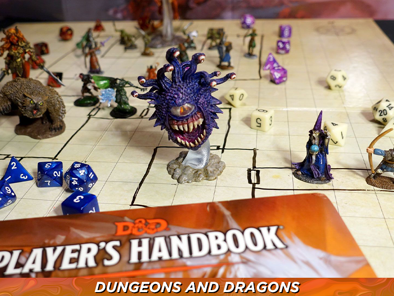 DnD custom drawn map with some miniatures