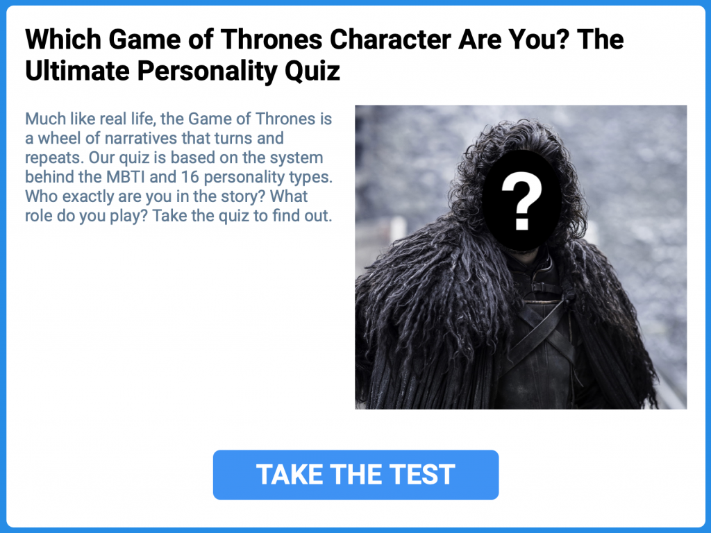 Jon Snow Game of Thrones MBTI Personality Test Quiz